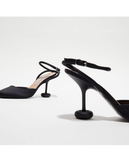 Sandales en Satin Shroom noires - Talon 9 cm